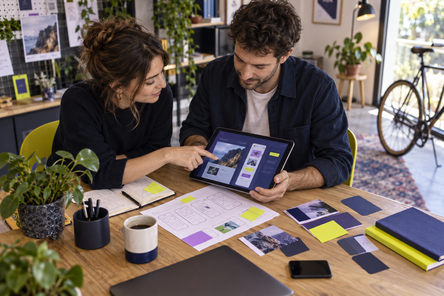 Deux professionnels testent un prototype de service numérique