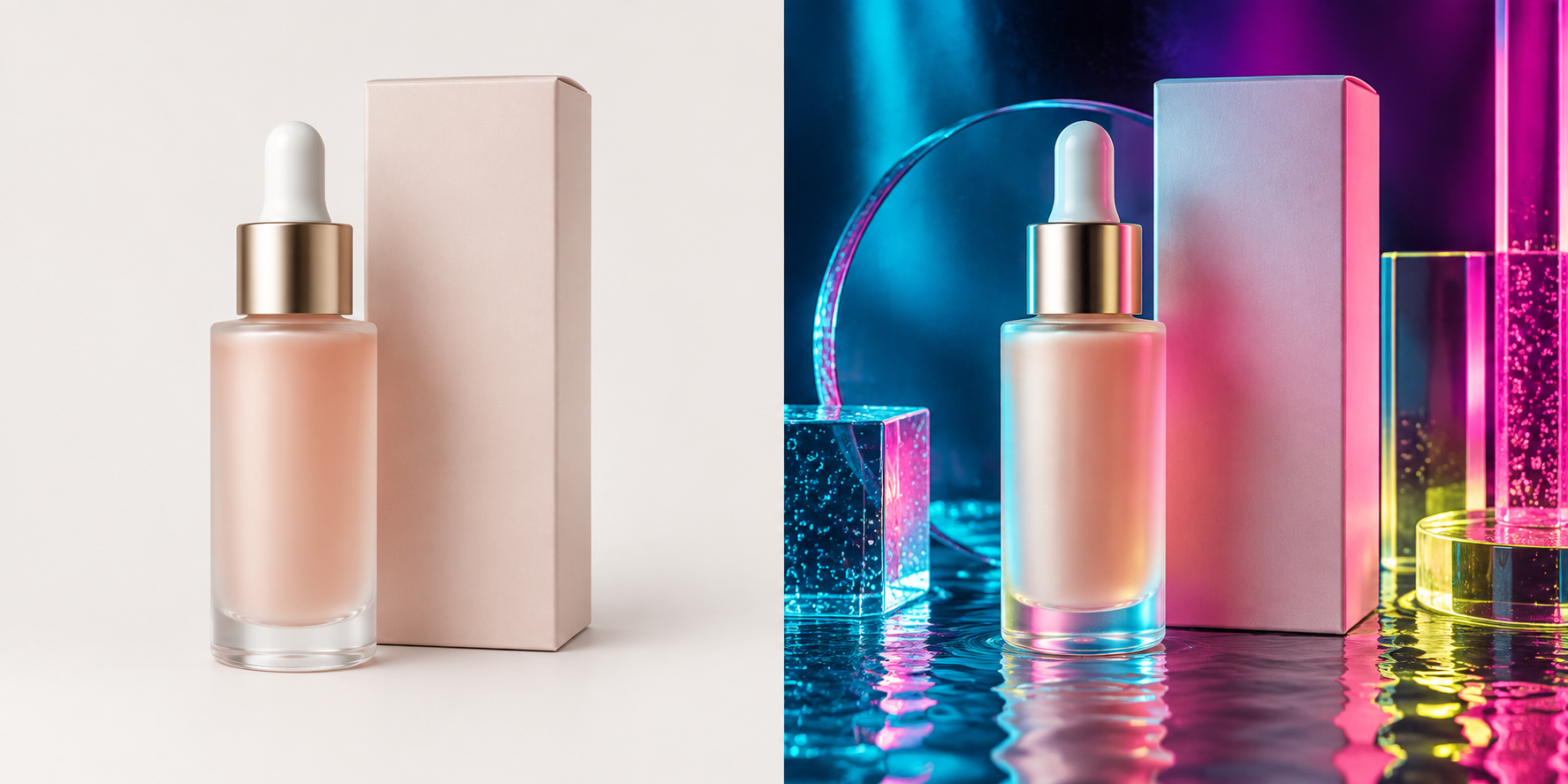Packshot professionnel source d’un sérum cosmétique